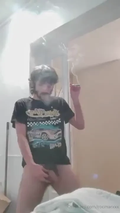 Blunt on mouth hand on cock filling the room with weed smoke and cock part 1 