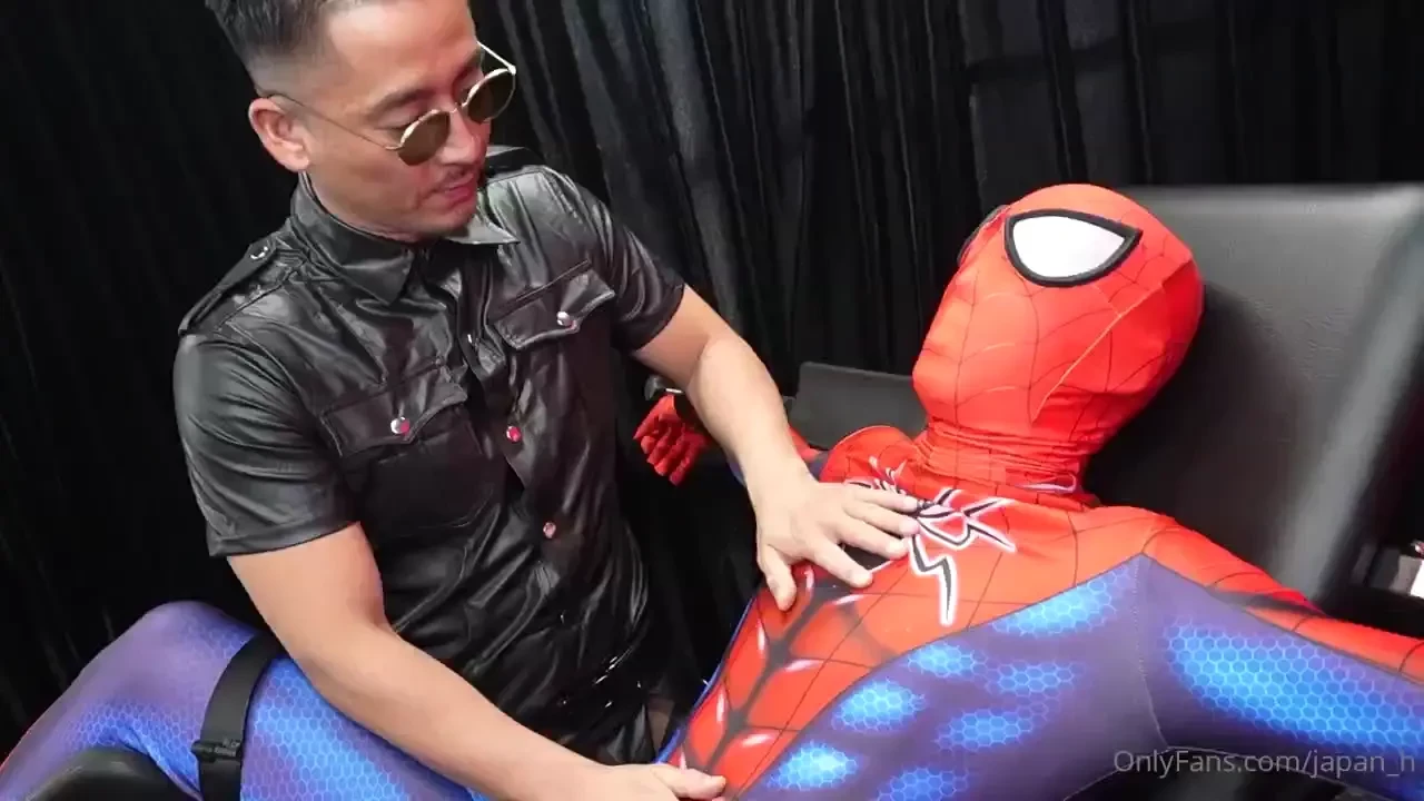 Muscled spider-man is horny inside the suit are harder abs and harder 