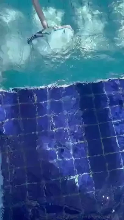 I was cleaning the pool when he started showing off and i couldn t 