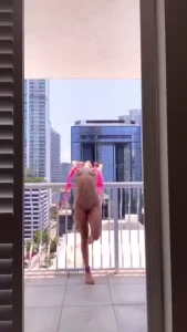 Stretching and relieving stress on the balcony hopefully somebody sees