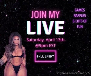 lisamarie5 - Join me live this saturday april 13th 9pm est games raffles prizes 