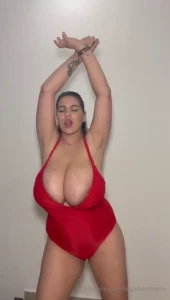 Keeping things nice and spicy in this hot red bodysuit do you like it