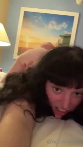 Watch me cum while he eats me out from behind
