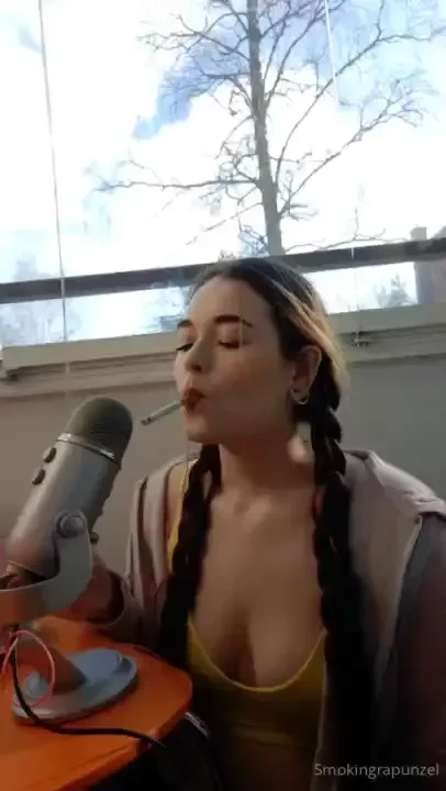 Smoking sounds with a professional mic lots of dangling and handsfree 