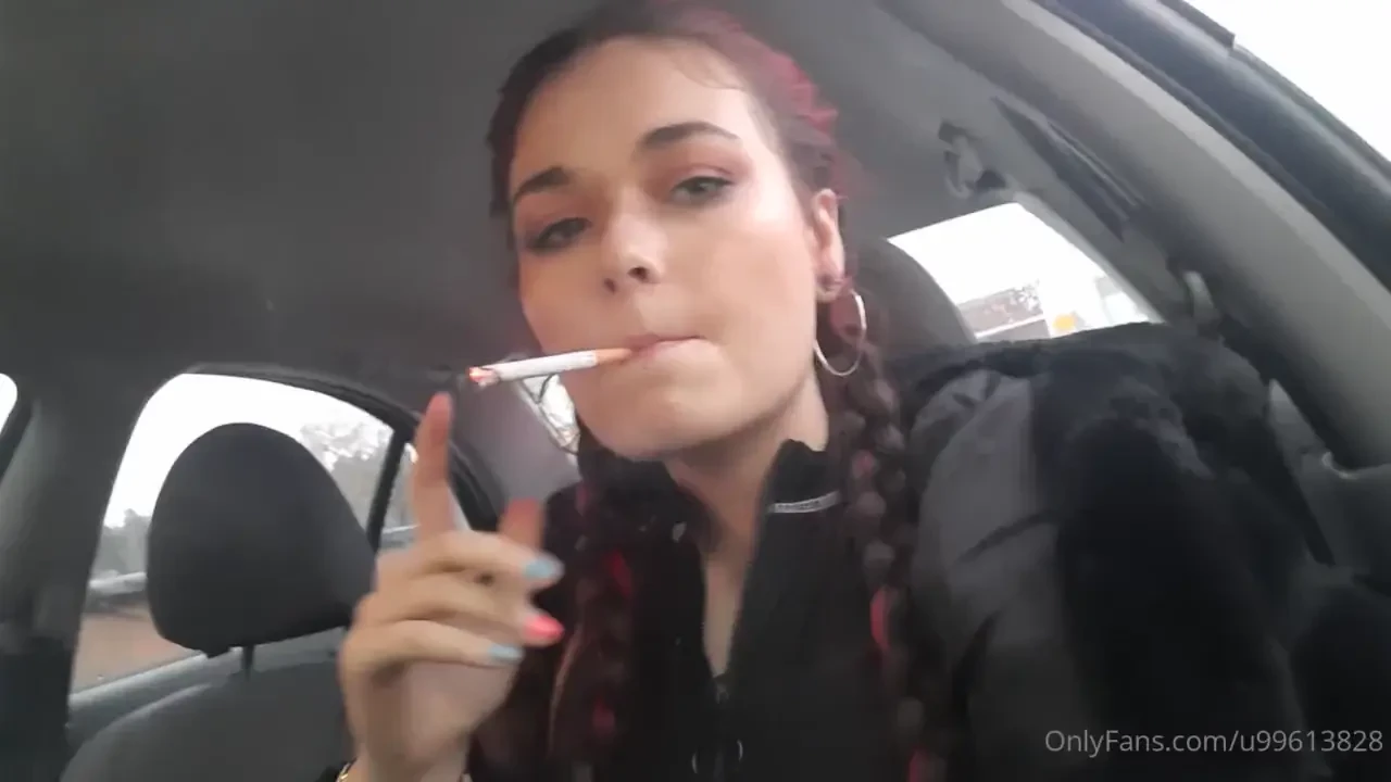 Smoking in a car close up vid 