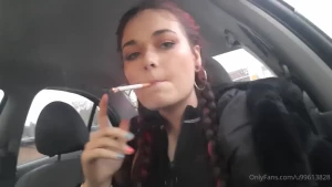Smoking in a car close up vid