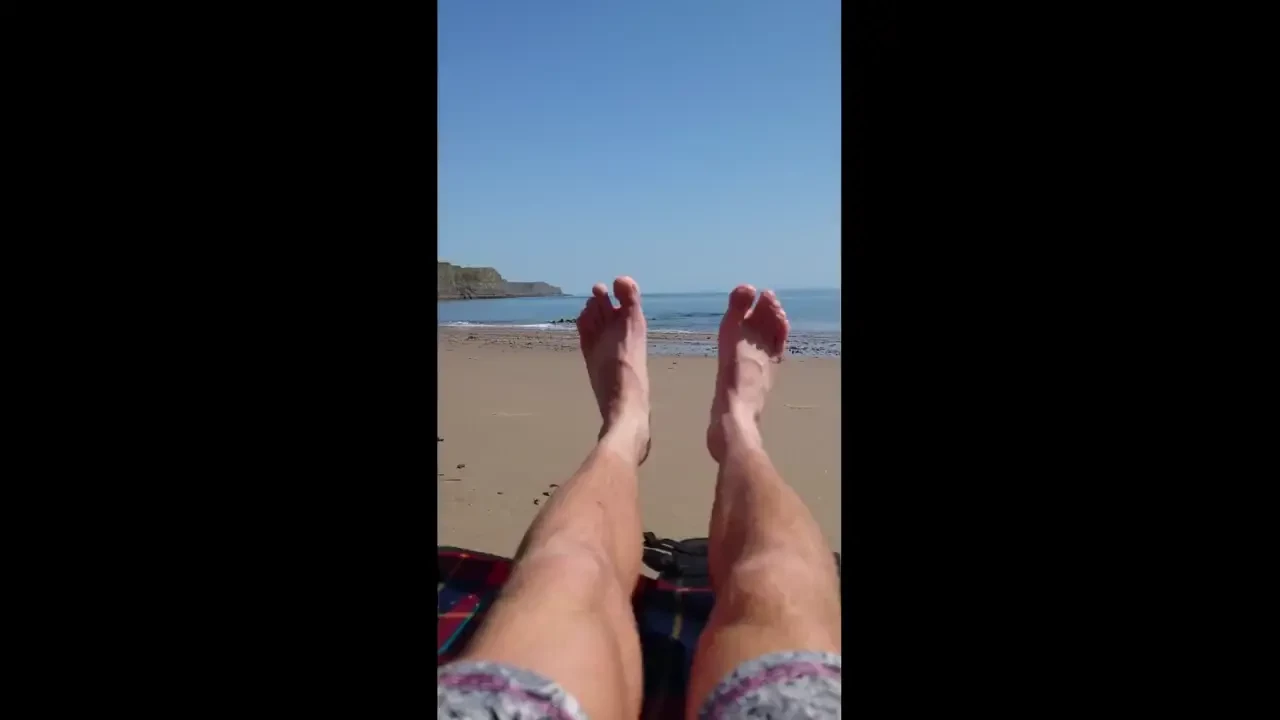 Beach sunshine feet and always something inside my pants to play with 