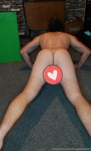 Naked work out press ups sit ups repeated sets change positions in