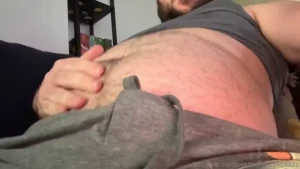 Playing with my big belly after a taco bell stuffing
