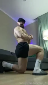 Worship to your muscle god muscle hairy beard mustache flex domination