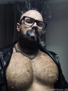 Muscle hairy beard mustache flex domination stud leather master giant part 105
