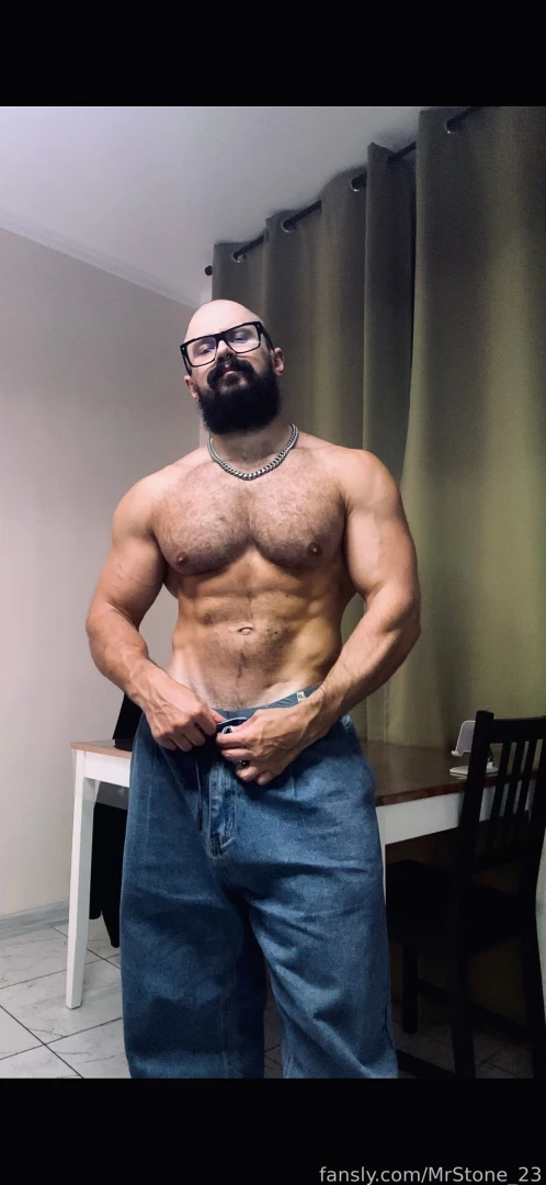 Muscle hairy beard mustache flex domination stud leather master giant part 57 