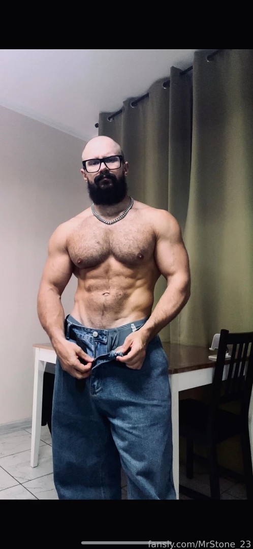 Muscle hairy beard mustache flex domination stud leather master giant part 95 