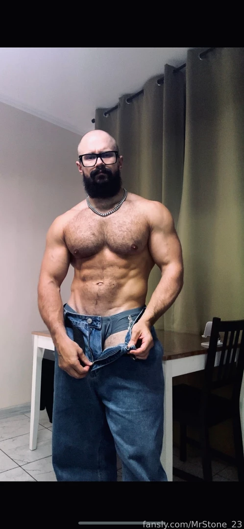 Muscle hairy beard mustache flex domination stud leather master giant part 68 