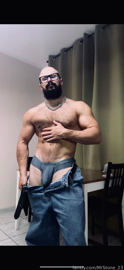 Muscle hairy beard mustache flex domination stud leather master giant part 89 