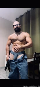 Muscle hairy beard mustache flex domination stud leather master giant part 75