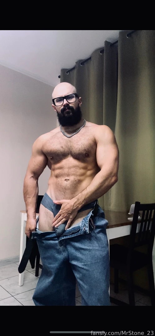 Muscle hairy beard mustache flex domination stud leather master giant part 77 