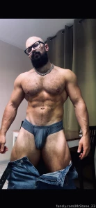 Muscle hairy beard mustache flex domination stud leather master giant part 99