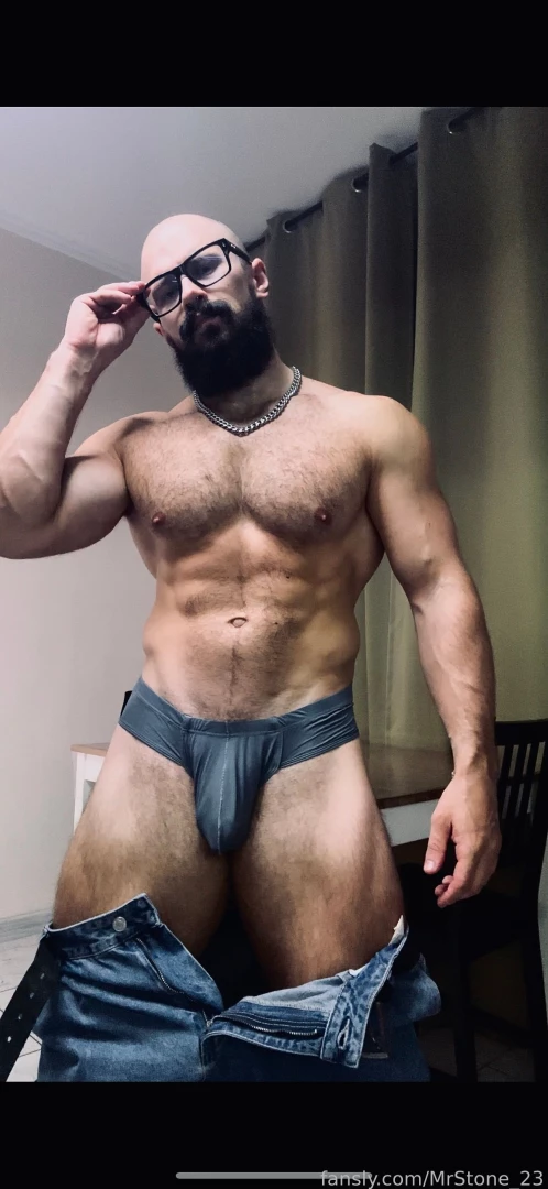Muscle hairy beard mustache flex domination stud leather master giant part 60 