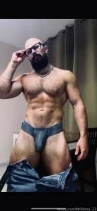 Muscle hairy beard mustache flex domination stud leather master giant part 60