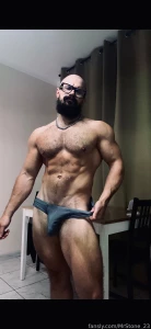 Muscle hairy beard mustache flex domination stud leather master giant part 61
