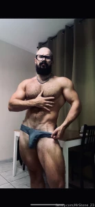 Muscle hairy beard mustache flex domination stud leather master giant part 63