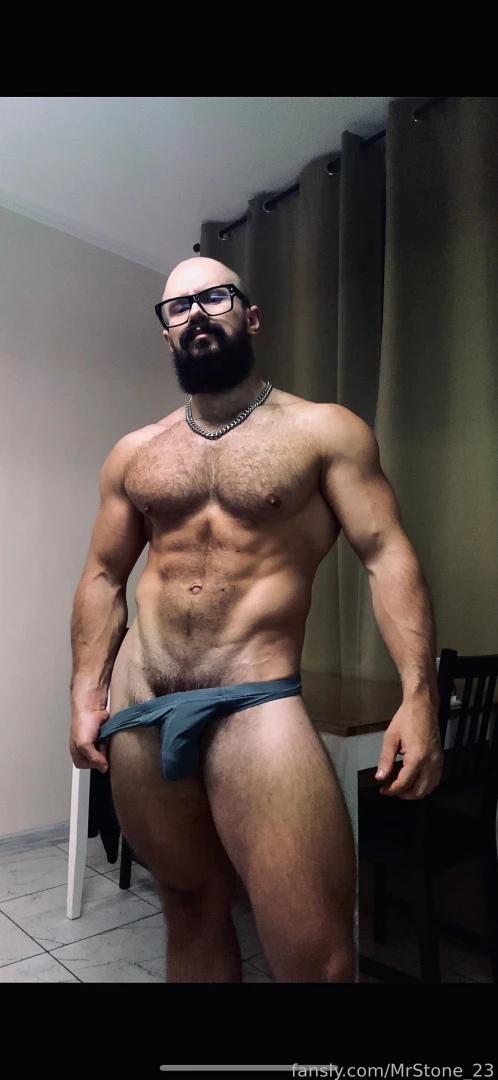 Muscle hairy beard mustache flex domination stud leather master giant part 90 