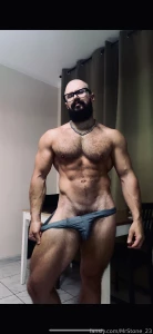 Muscle hairy beard mustache flex domination stud leather master giant part 67