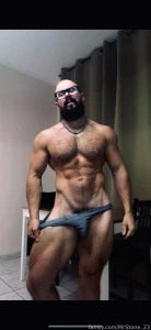 Muscle hairy beard mustache flex domination stud leather master giant part 96