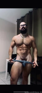 Muscle hairy beard mustache flex domination stud leather master giant part 85