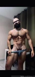 Muscle hairy beard mustache flex domination stud leather master giant part 94