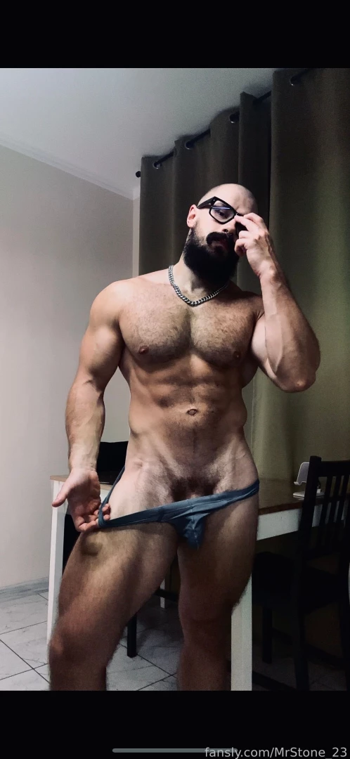 Muscle hairy beard mustache flex domination stud leather master giant part 69 