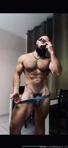 Muscle hairy beard mustache flex domination stud leather master giant part 69