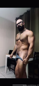 Muscle hairy beard mustache flex domination stud leather master giant part 72