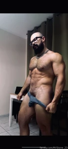 Muscle hairy beard mustache flex domination stud leather master giant part 93