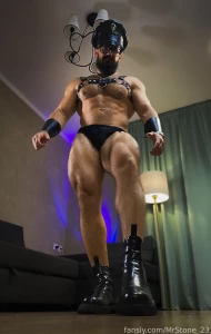 Muscle hairy beard mustache flex domination stud leather master giant part 233