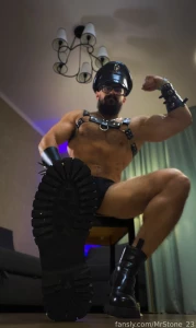 Muscle hairy beard mustache flex domination stud leather master giant part 232