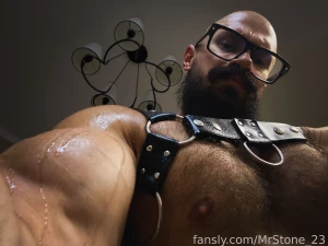 Muscle hairy beard mustache flex domination stud leather master giant part 202