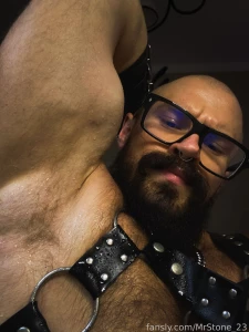 Muscle hairy beard mustache flex domination stud leather master giant part 186