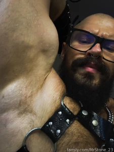 Muscle hairy beard mustache flex domination stud leather master giant part 187