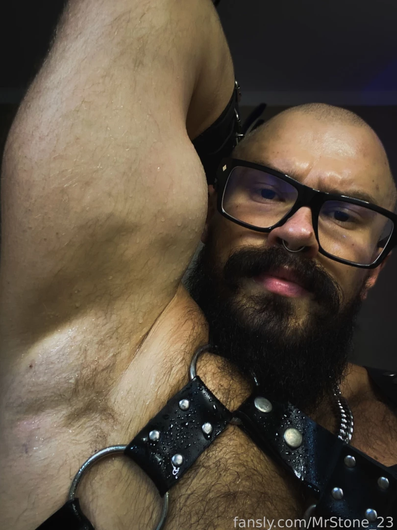Muscle hairy beard mustache flex domination stud leather master giant part 190 