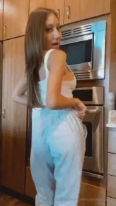 Bouncing it in the kitchen