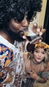 Halloween costume from 70 s party a few years ago check lol