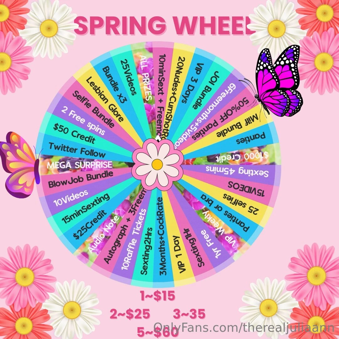 Spring wheel brand new new prizes always win dm me or tip the post to 