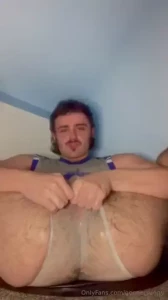 Grinding my musky hairy ass and cock in my sweaty tighty whities amp