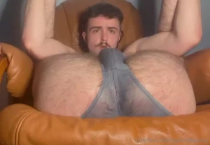 Look how my hairy pussy lips swallow my sweaty undies