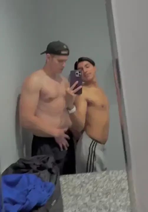 Getting naked in the gym locker room we kept on almost getting caught 