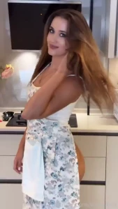 Cooking up some magic in the kitchen brunette longhair model cute