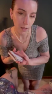 Measuring your cock with my tits out
