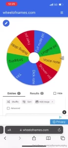 Who wants to spin my wheel not the actual wheel wins voice note